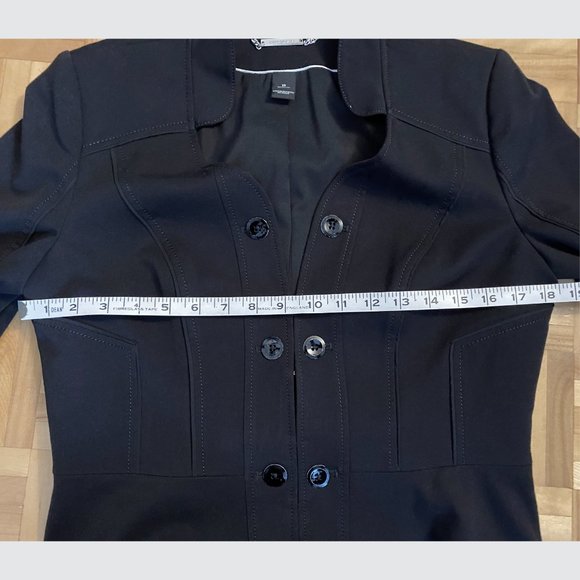 WHBM Mandarin Collar Fitted V Front Blazer 3/4 Sleeve - Picture 8 of 13